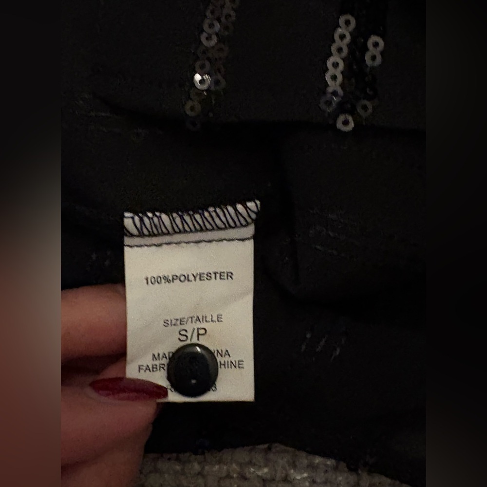 Suzy Shier Black Sheer Sequin Button-Down Dress – Size Small - Picture 6 of 10